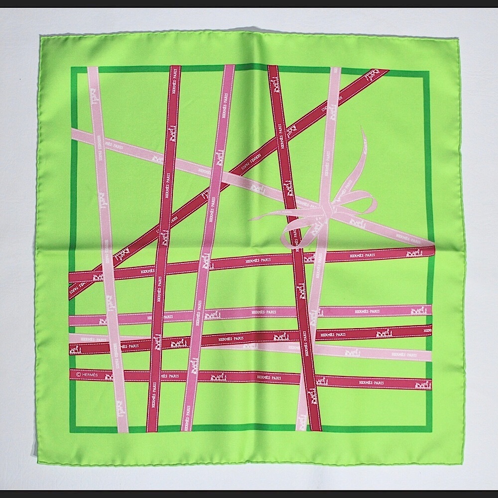 Hermes Bolduc Ribbon Silk Scarf Gavroche Pochette